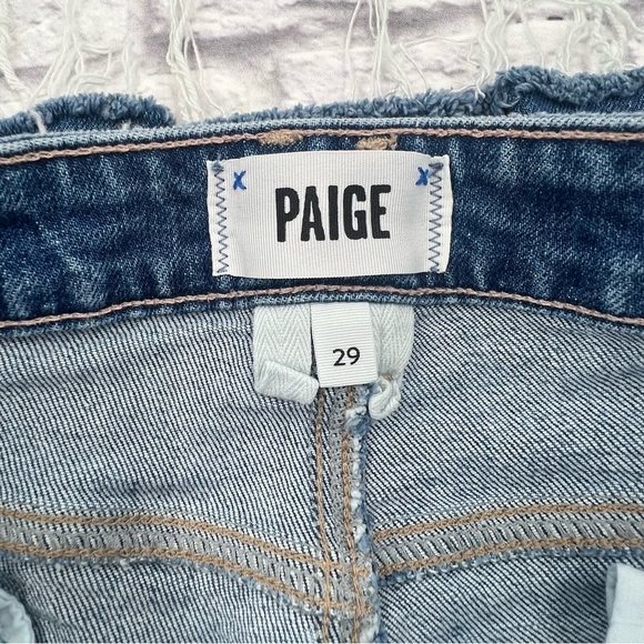 PAIGE Leenah Ankle Size 29 Jeans High Rise Raw Hem Stretch Wide Leg - Picture 3 of 11